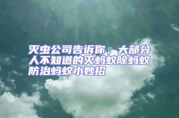 滅蟲公司告訴你，大部分人不知道的滅螞蟻除螞蟻防治螞蟻小妙招