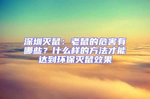 深圳滅鼠：老鼠的危害有哪些？什么樣的方法才能達到環(huán)保滅鼠效果