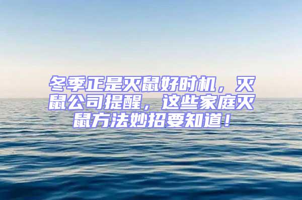 冬季正是滅鼠好時(shí)機(jī)，滅鼠公司提醒，這些家庭滅鼠方法妙招要知道！